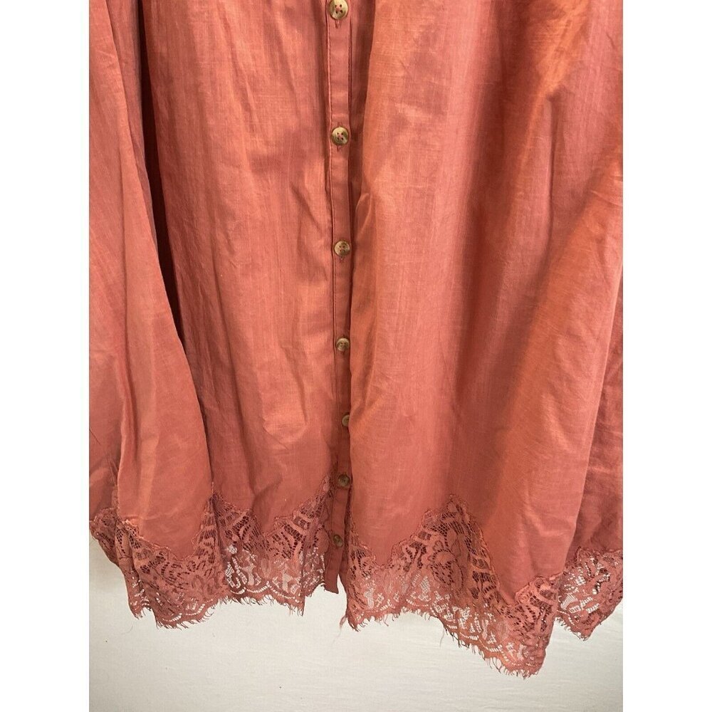 By Anthropologie SM Lace Tunic Dress Clay/ mauve earthy short sleeve Romantic - Picture 9 of 15